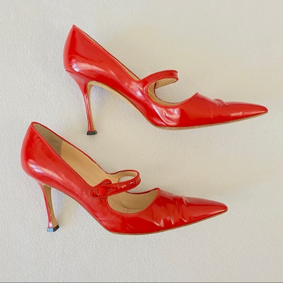Manolo Blahnik Shoes - Manolo Blahnik Campari Red Patent Leather …
